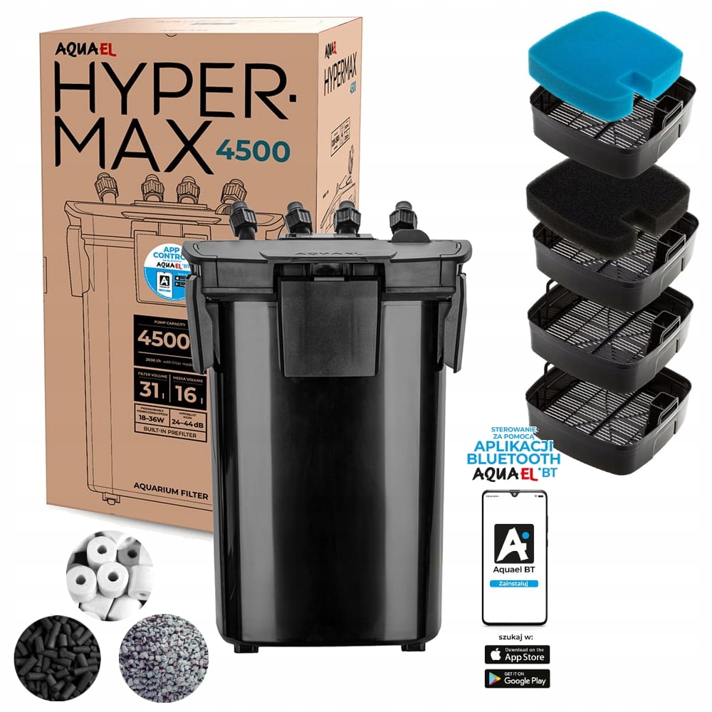 Aquael Hypermax Bt vnější filtr Kubíkový pro akvárium 1500 l Bluetooth