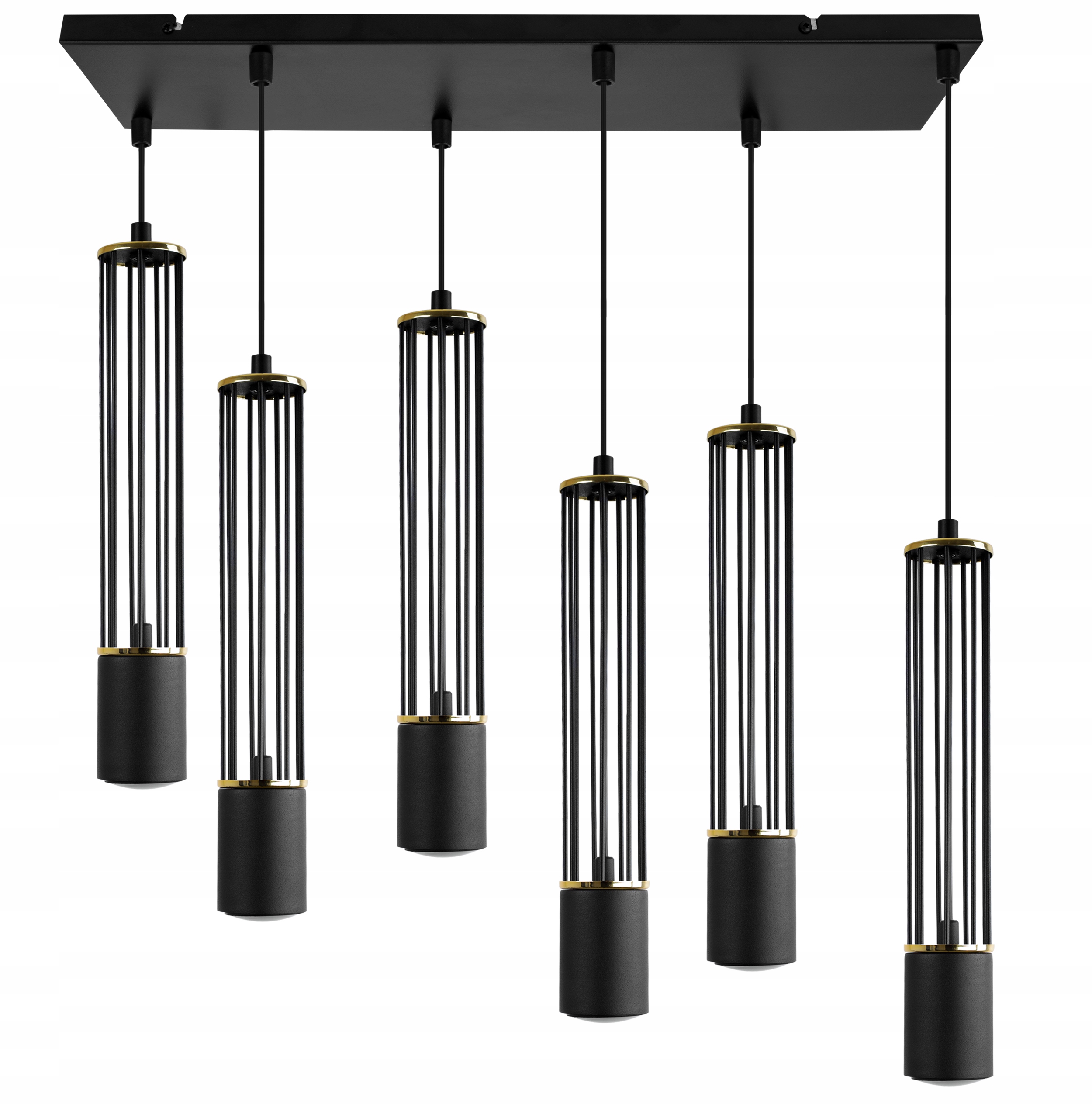 Led Stropní Lampa Závěsná Tuba Lustr Loft Nad Stůl Ostrov Černo-zlatá