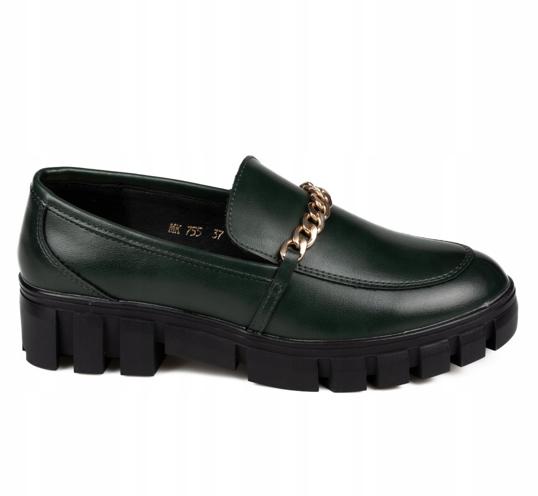 Tmavě Zelené Polobotky Mokasíny S Ozdobou Slip On 37