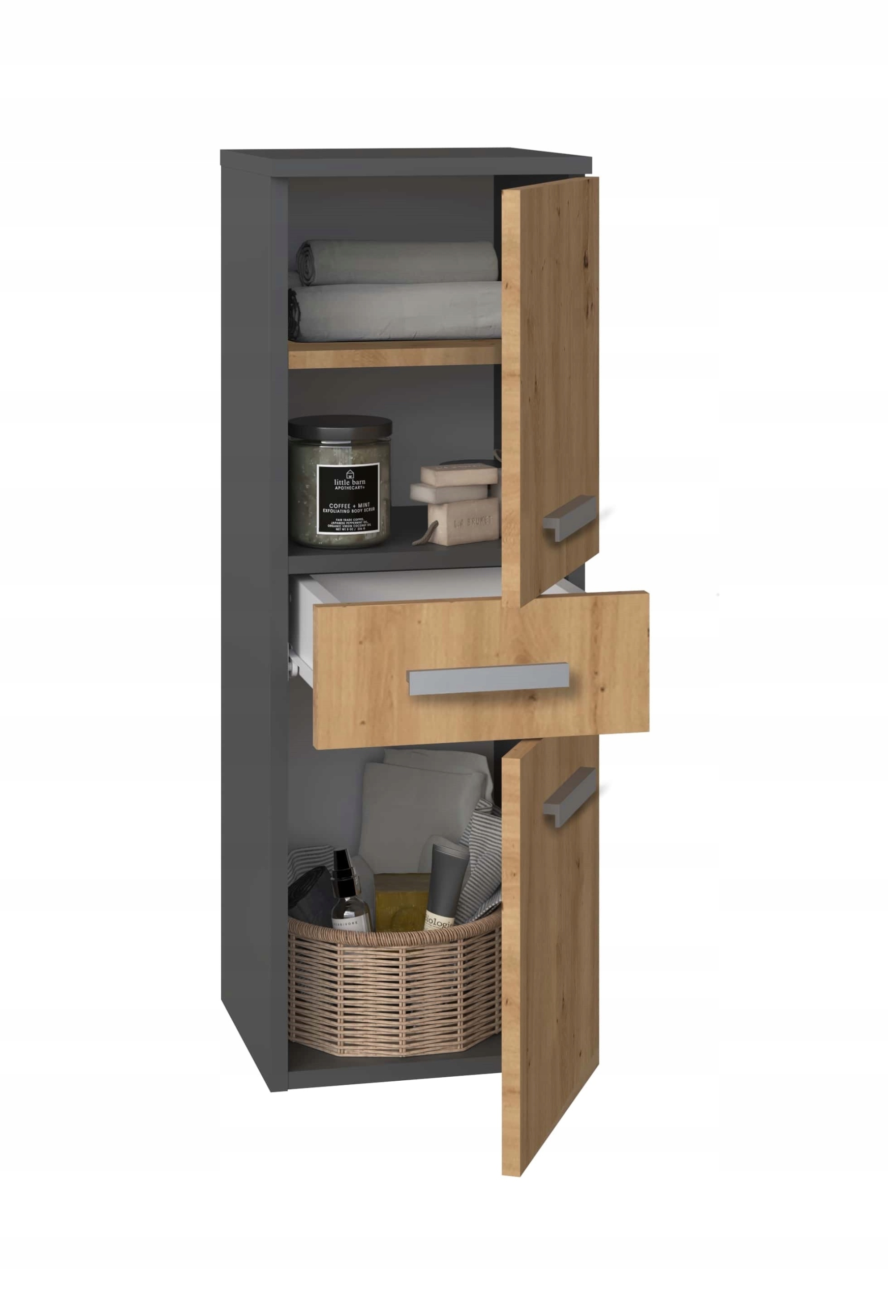 SZAFKA ŁAZIENKOWA NEL V DDS ANTRACYT DĄB ARTISAN Głębokość mebla 30 cm