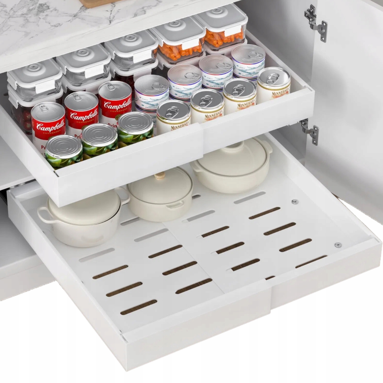 Šuplík 2 Kuchyňská Výsuvná 32-50 CM Nastavitelný Výsuvný Kuchyňský Koš