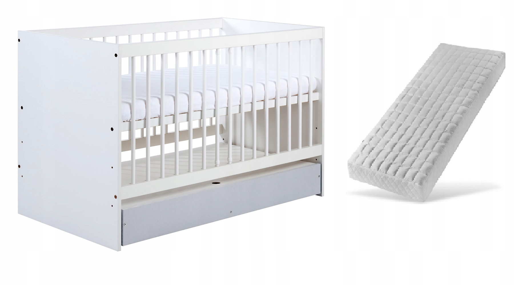 Klupś Łóżeczko dalia grey pojemnik 120 materac