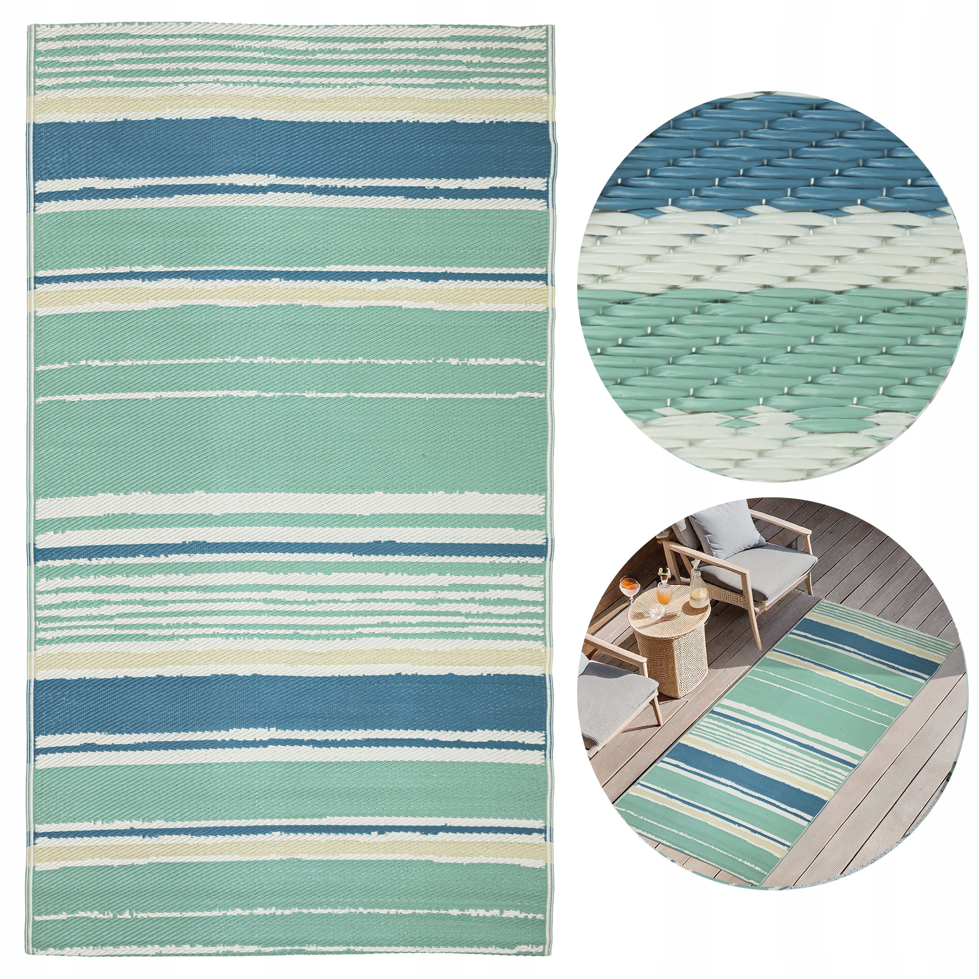 Koberec na terasu Venkovní 90x150 cm Voděodolný Zahradní Balkon Podložka na kempování