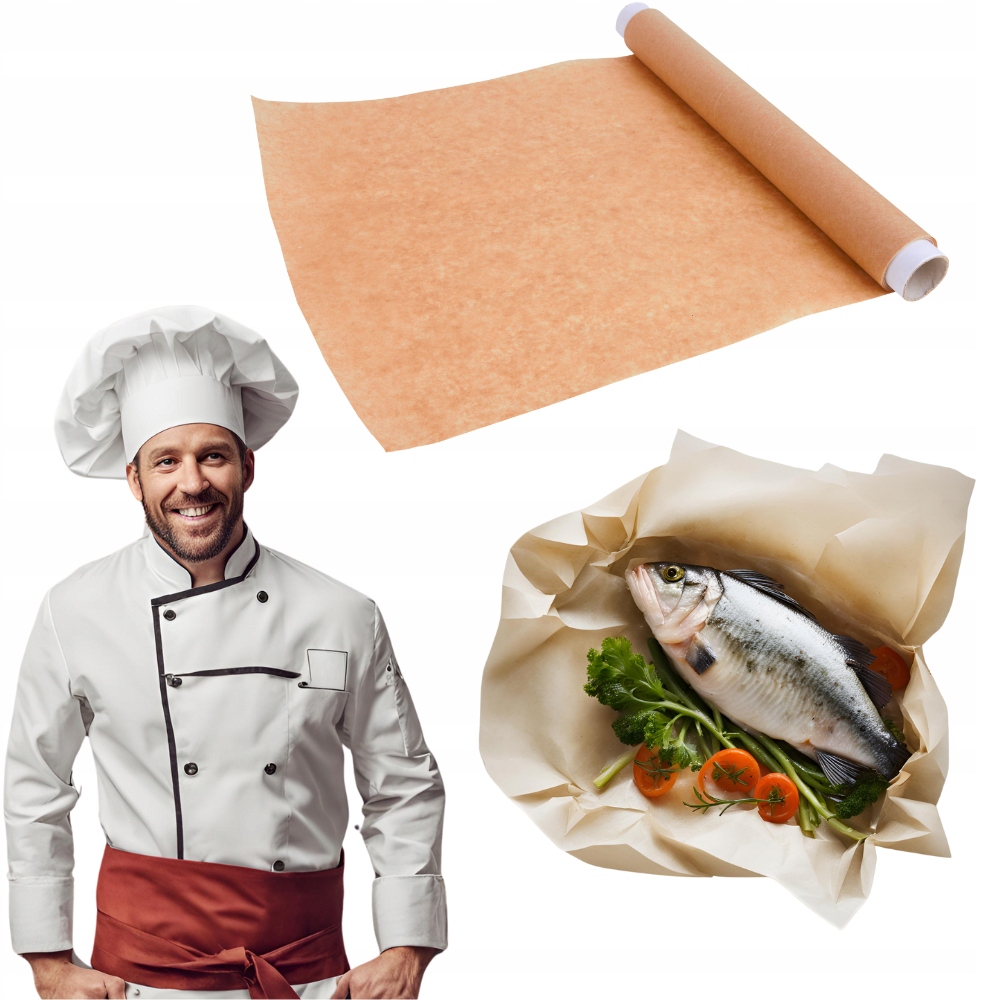 PAPIER DO PIECZENIA BRĄZOWY OBUSTRONNIE SILIKONOWANY ROLKA MOCNY 8M X 38CM