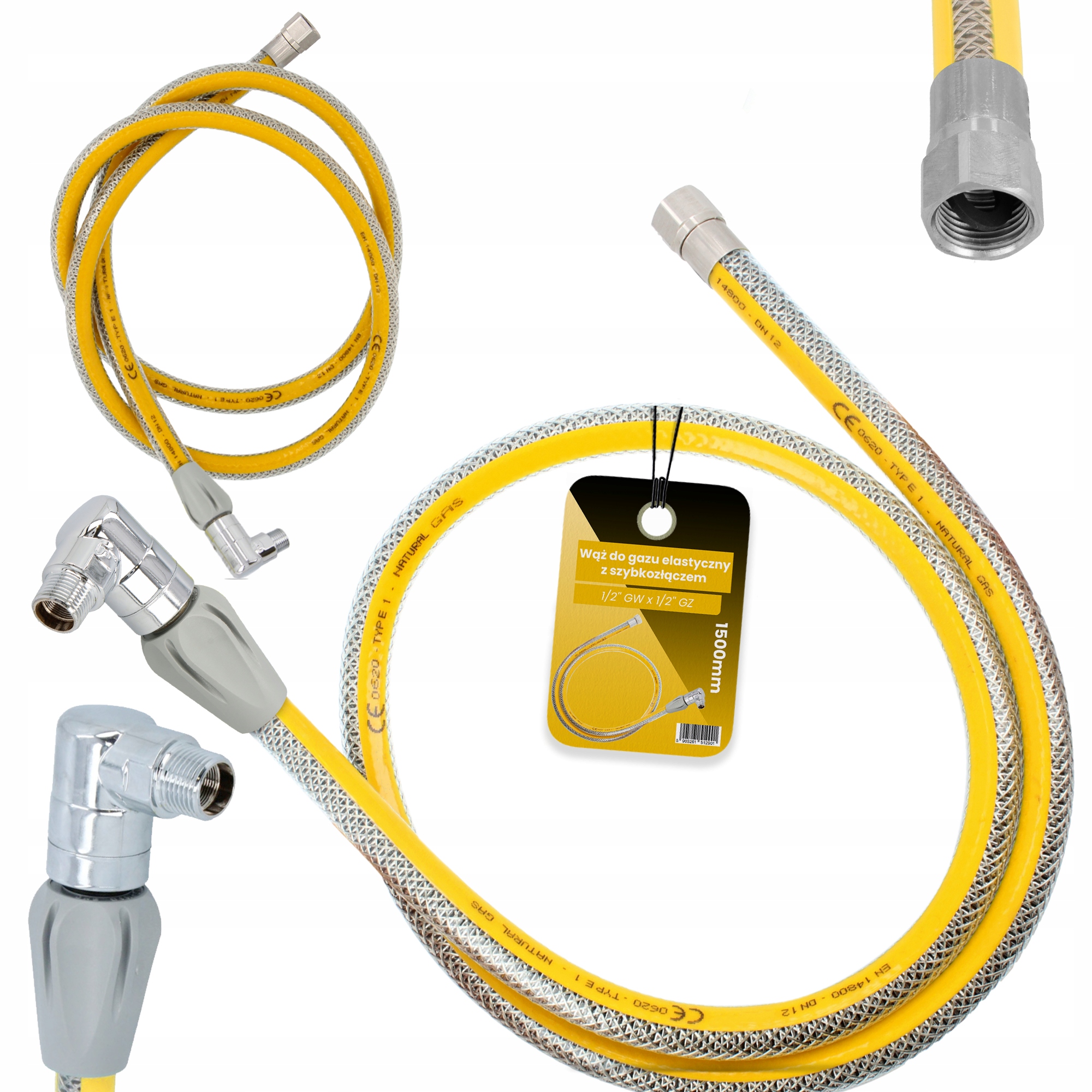 Hadica Zemného Plynu Kábel 150 cm Plynový sporák Plynová fľaša Rychlozla Ch