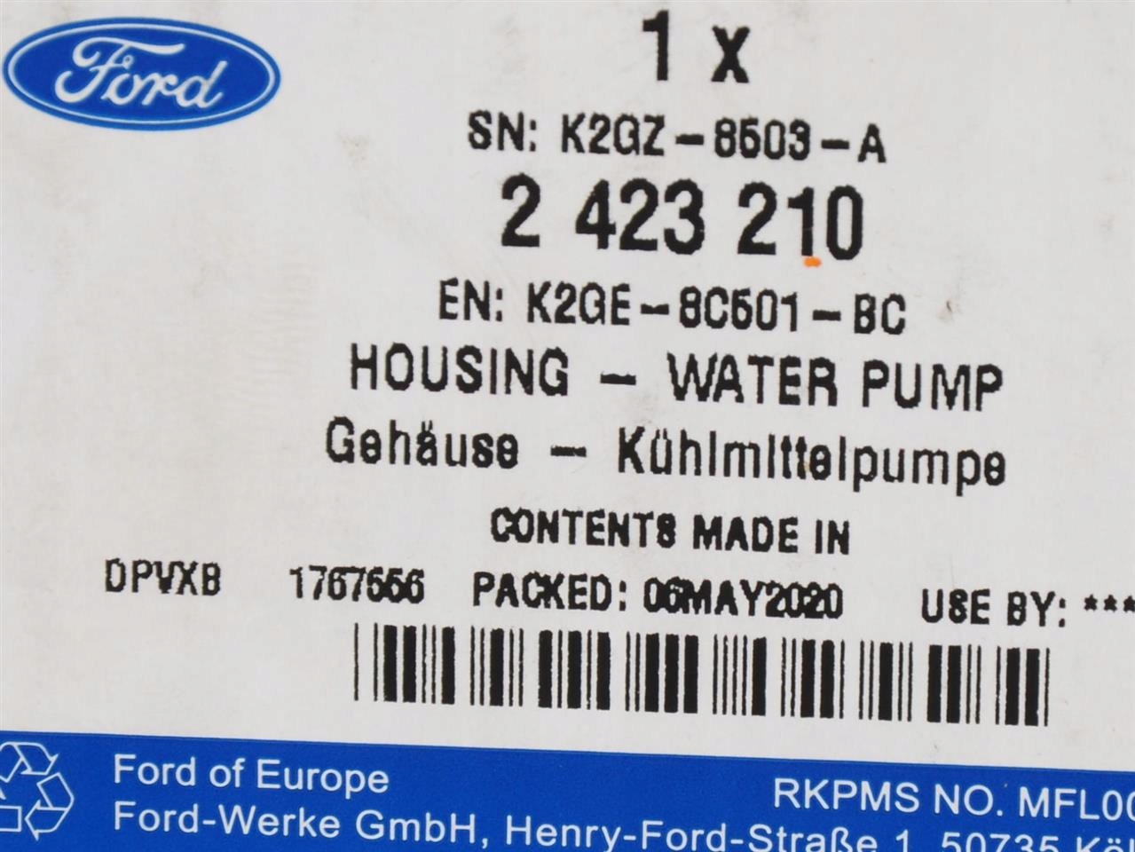 Boîte POMPY d’eau KUGA 20- EDGE 18- 2,0 EB