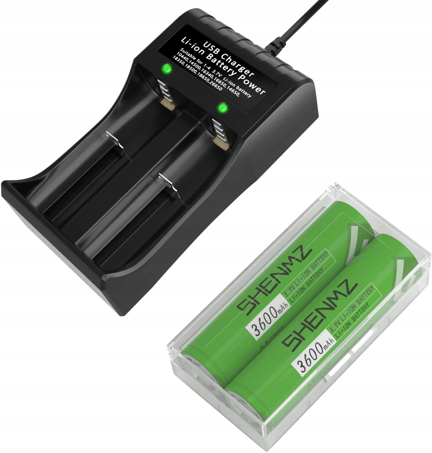 Usb nabíječka pro baterie 18650 2 sloty 2 baterie 3600 mAh