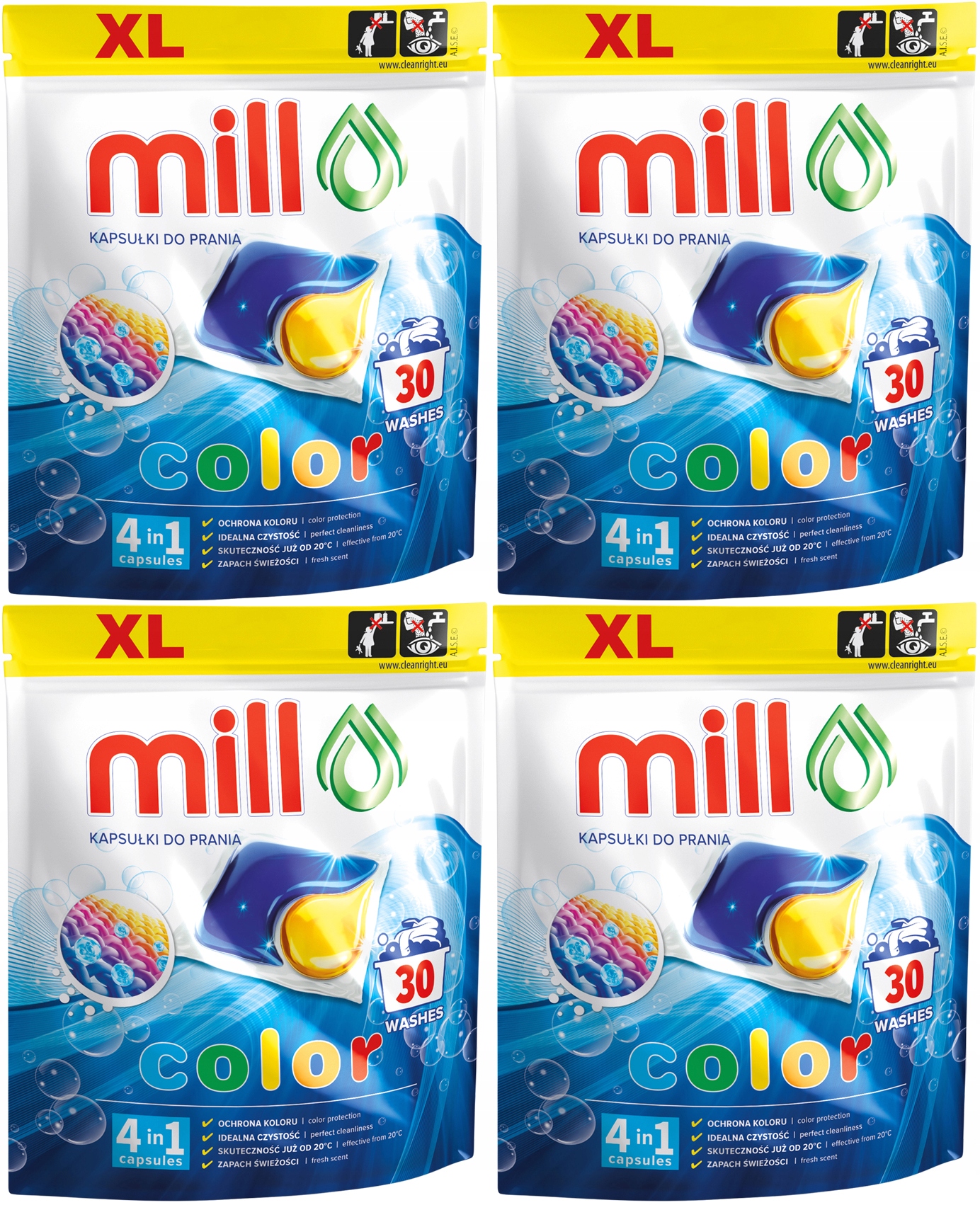 Levně 4x Kapsle Na Praní Barvy XL Color Dvoukomorové 4v1 30ks