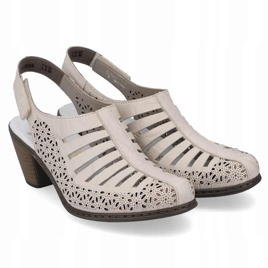 Dámské sandály Rieker 40959-60 Beige ažurové béžové Kůže VEL.41