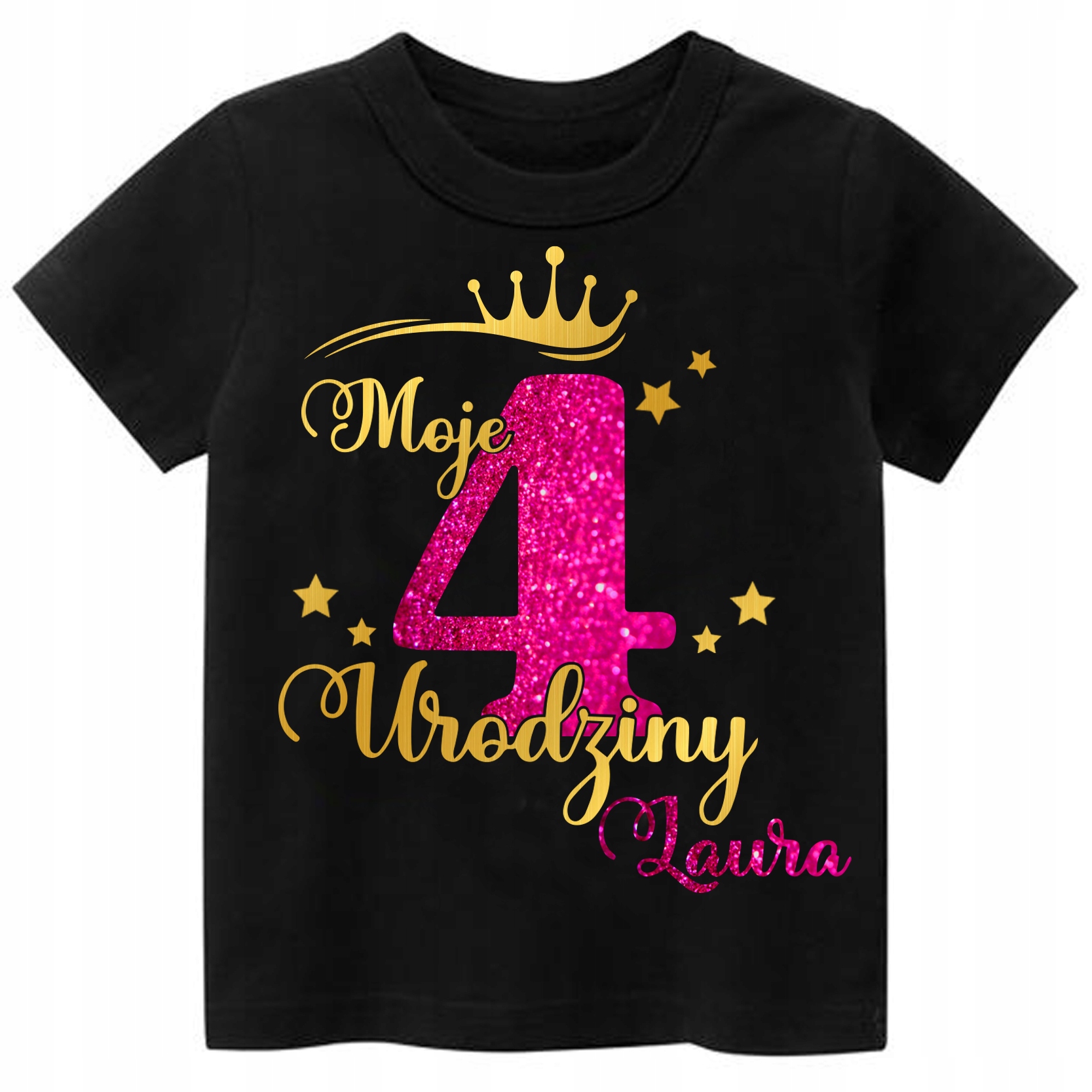 

Koszulka Urodziny Moje 4 Urodziny Brokat Imię 110