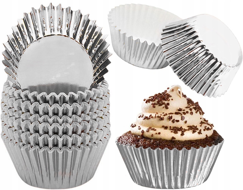 

Papilotki Srebrne muffinki babeczki foremki 100szt
