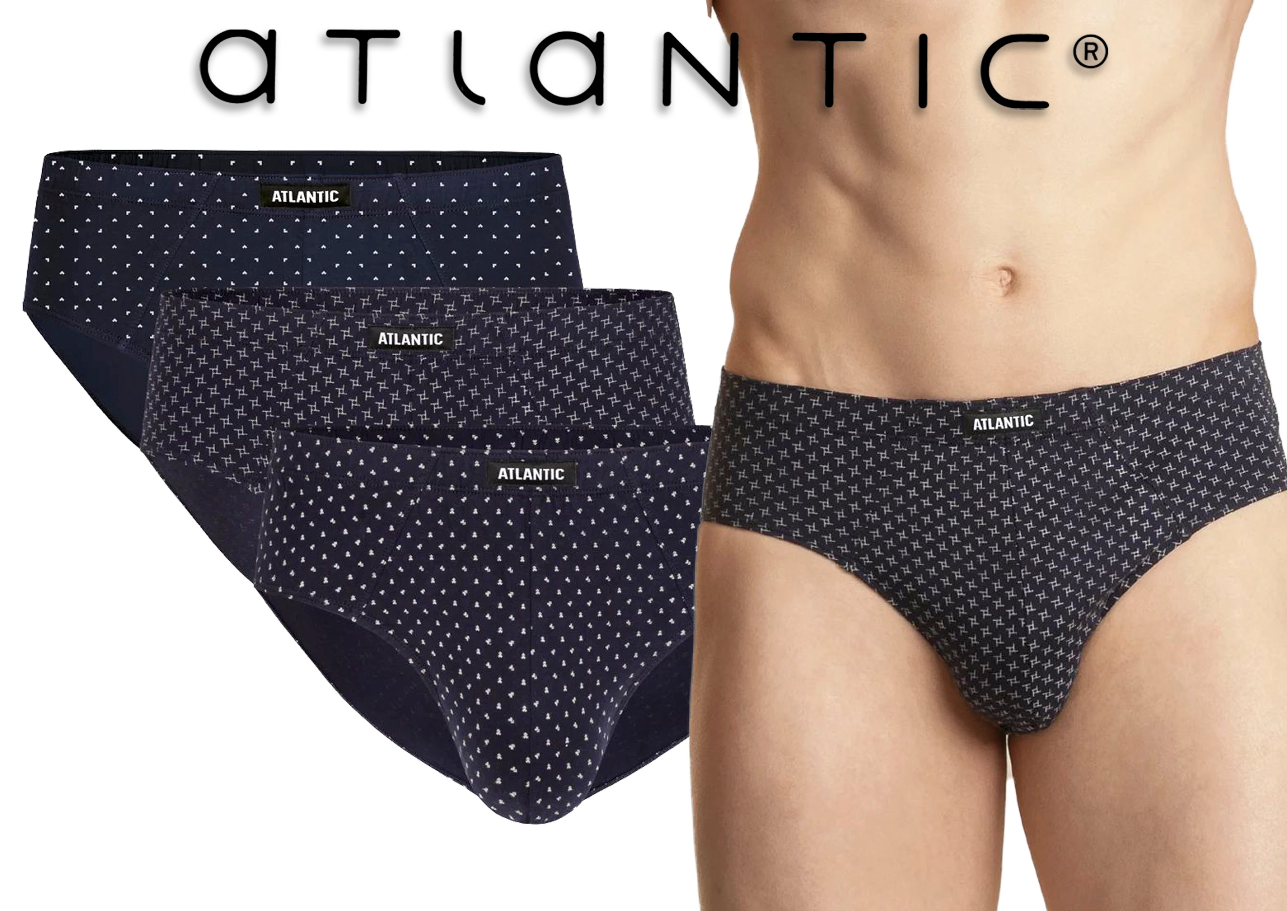 ATLANTIC 3MP-101/04 Slipy CLASSIC 3 pak baw. granat XXL Model 3MP-101/04