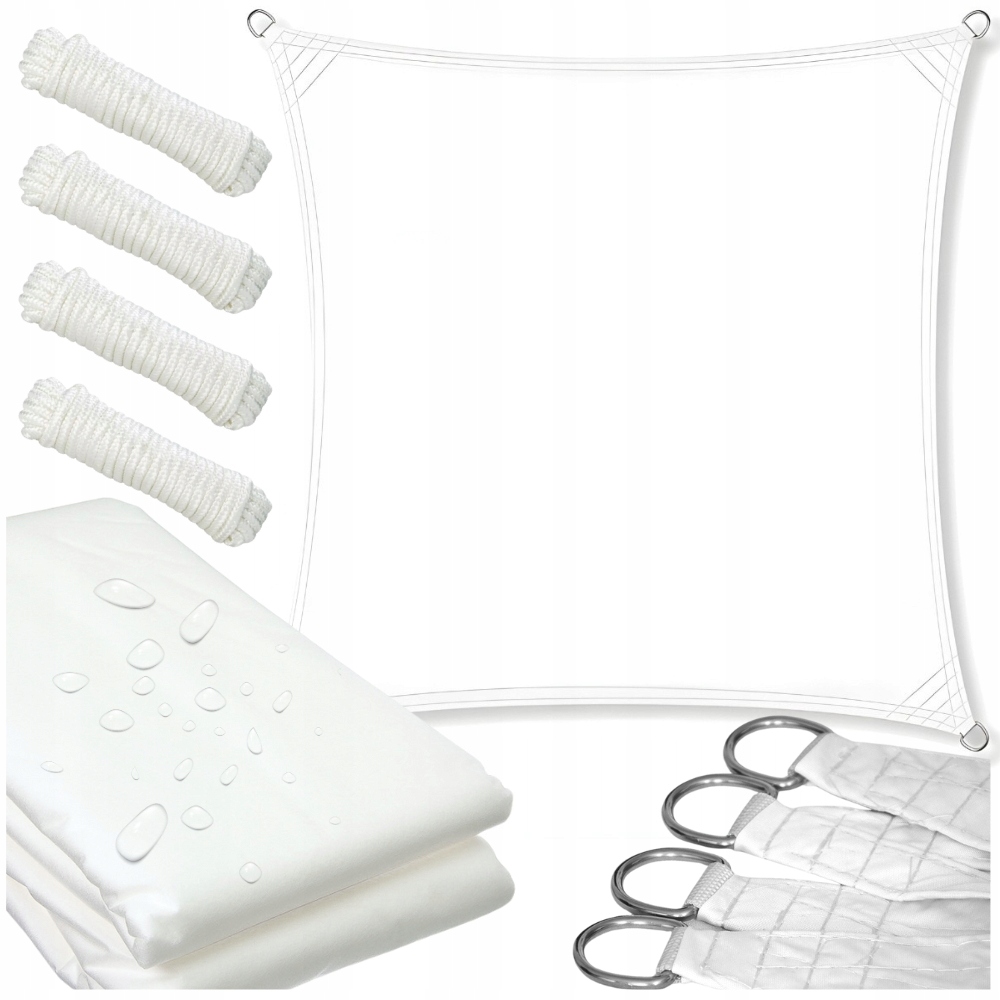 Żagiel plandeka daszek wodoodporny przeciwsłoneczna uv markiza biała 4x4m