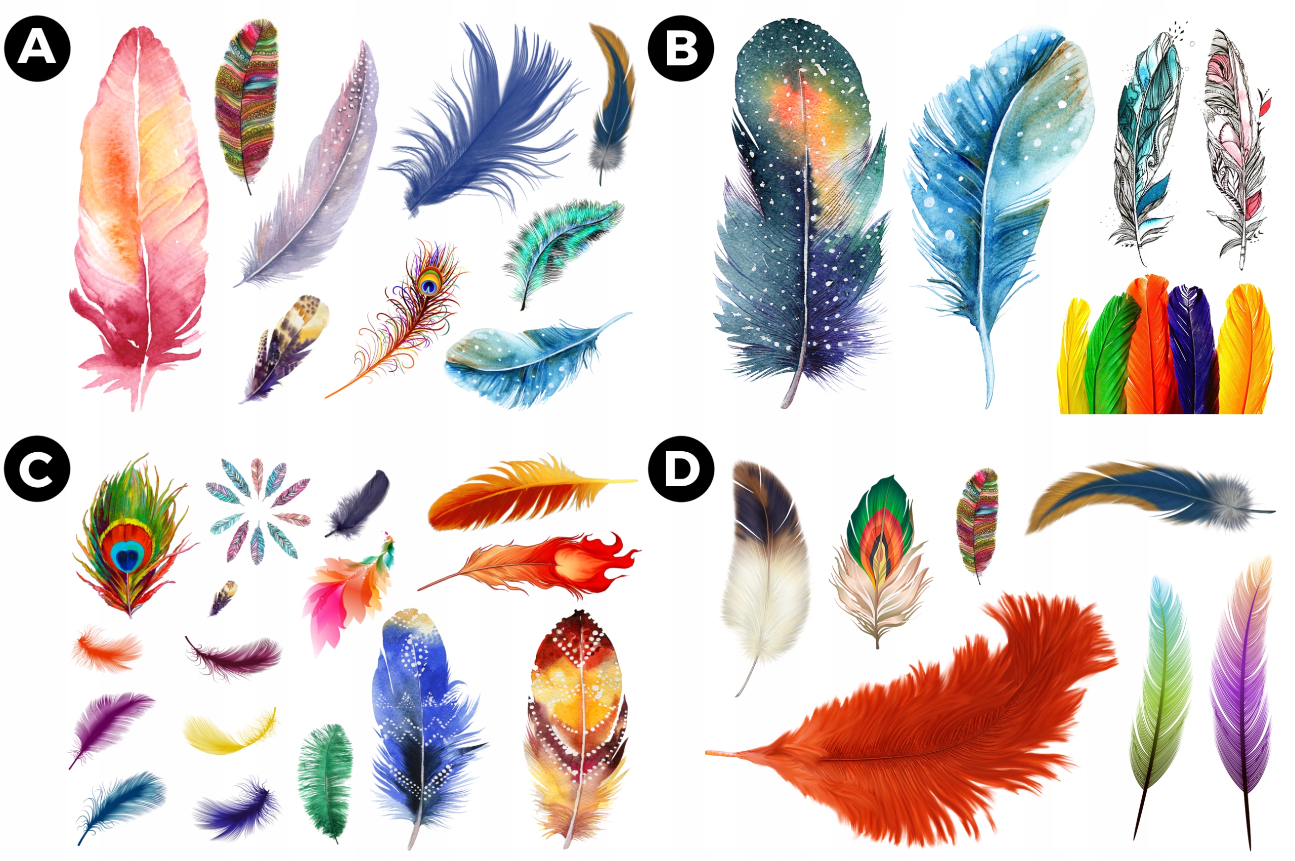 TYMCZASOWE TATUAŻE DLA DZIECI PIÓRA WIELE WZÓRÓW Marka inny