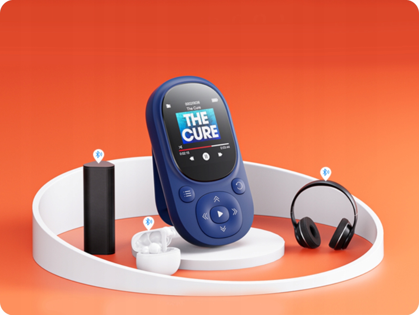 ODTWARZACZ MP3 MUZYKI BLUETOOTH RADIO FM 64GB PRZENOŚNY AUDIOBOOK SŁUCHAWKI Stan opakowania oryginalne