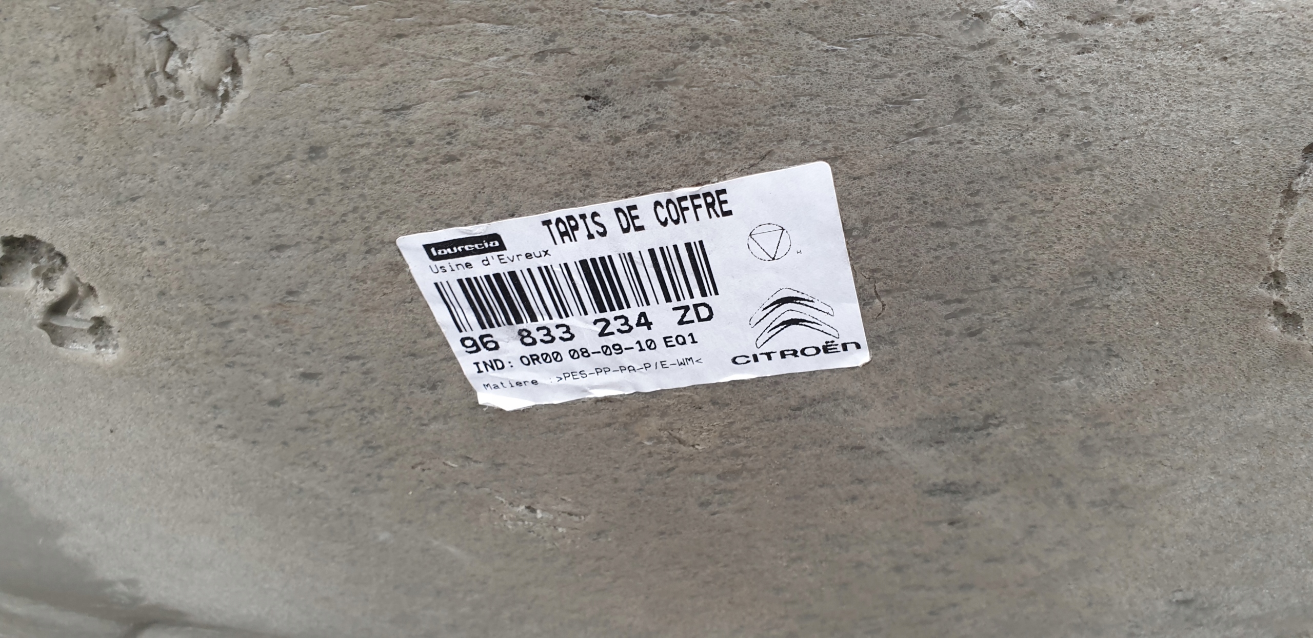 mats upholstery boot CITROEN C3 II 2010