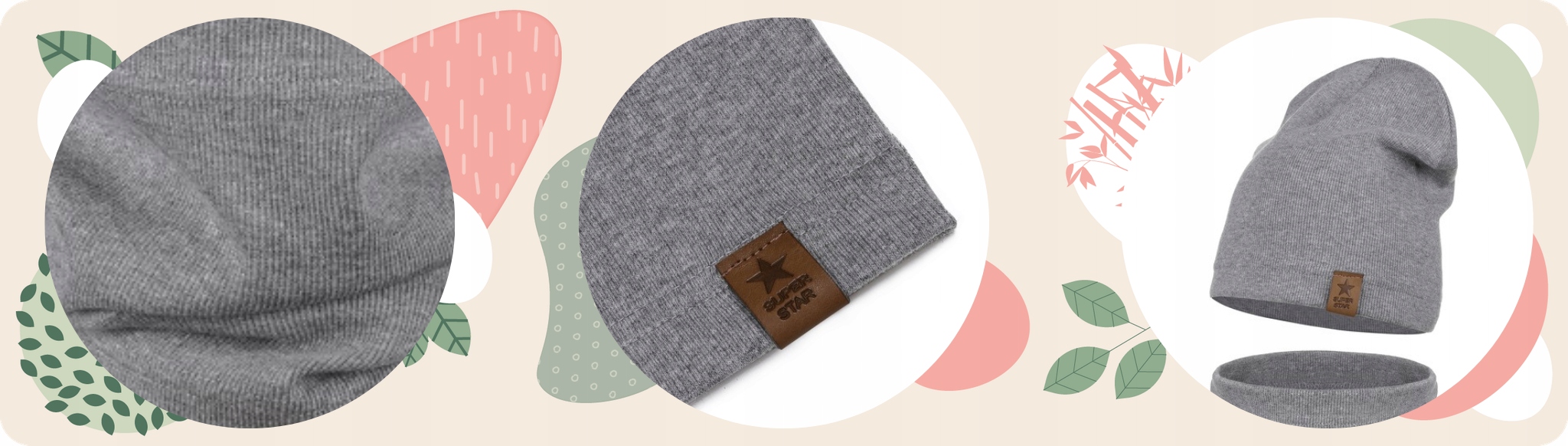 KOMPLET DZIECIĘCY BAWEŁNIANY CZAPKA KOMIN NA JESIEŃ ZIMĘ SZARY 40-46 Płeć chłopcy dziewczynki