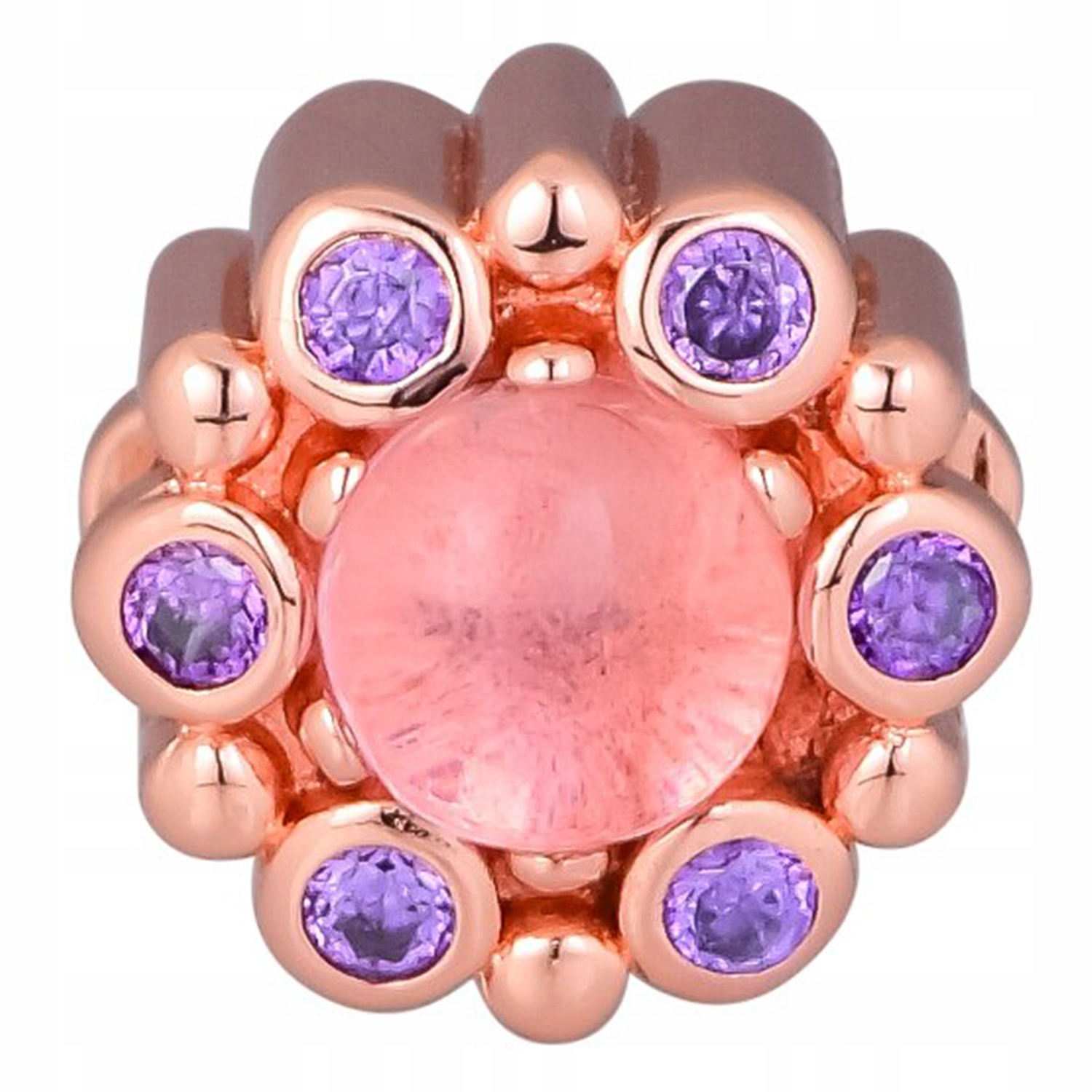 Charms Pozlacený Růžový Zirkony Květ s fialovými zirkony Stříbro 925