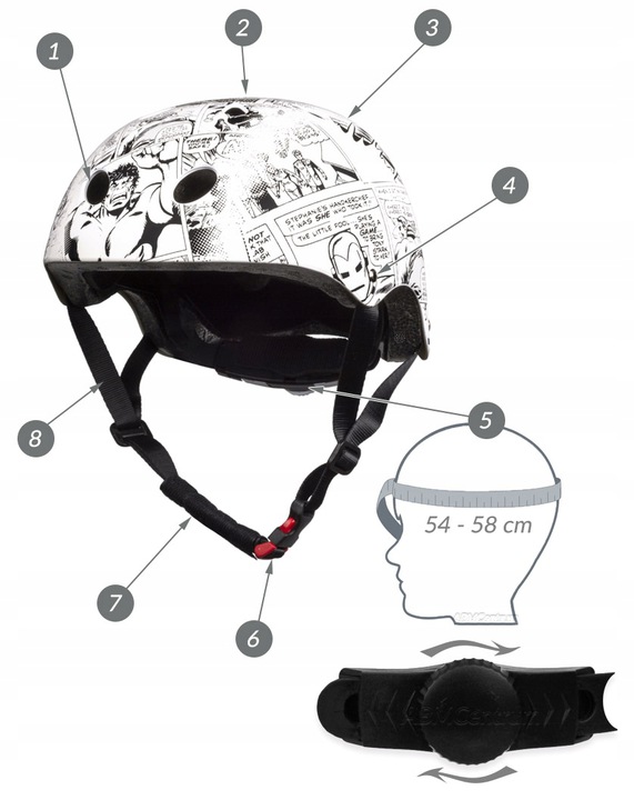 KASK DZIECIĘCY HULK SPORTOWY ROWEROWY AVENGERS MARVEL ROZMIAR M 54-58 cm Rozmiar M