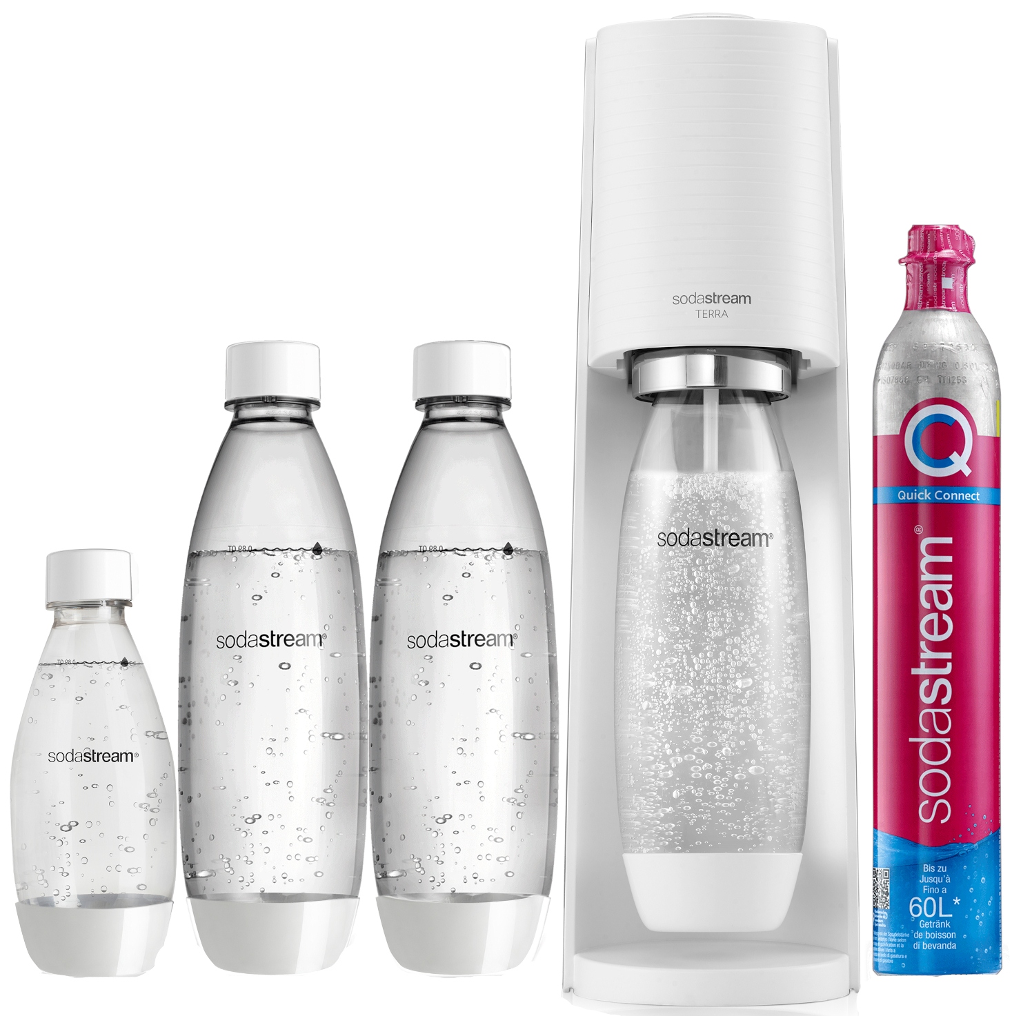 SodaStream Terra Megapak (výrobník sódy, 3 fľaše, CO2 bombička) biela