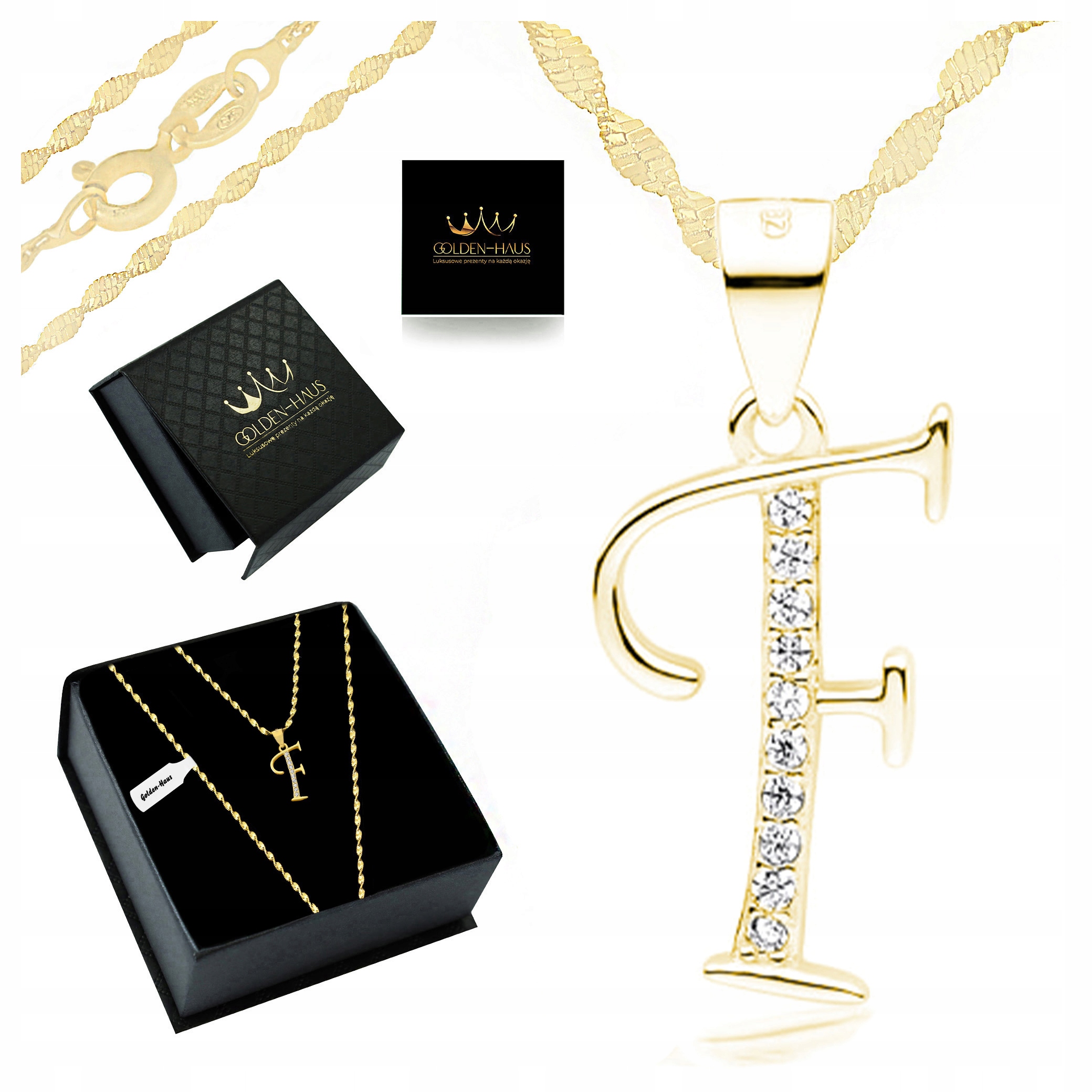 Zlatý Řetízek Dámský Přívěsek Písmenko F 925/585 Přívěsek Celebrity 50 CM