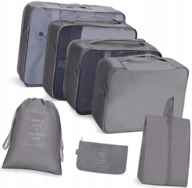 ZESTAW 7 SASZETEK ORGANIZERÓW TOREBEK DO WALIZKI ORGANIZER OLDMAN 7el