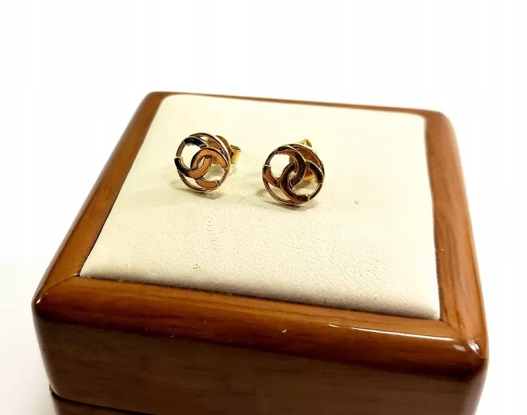 PIĘKNE WTYKANE ZŁOTE KOLCZYKI CC PR.585!