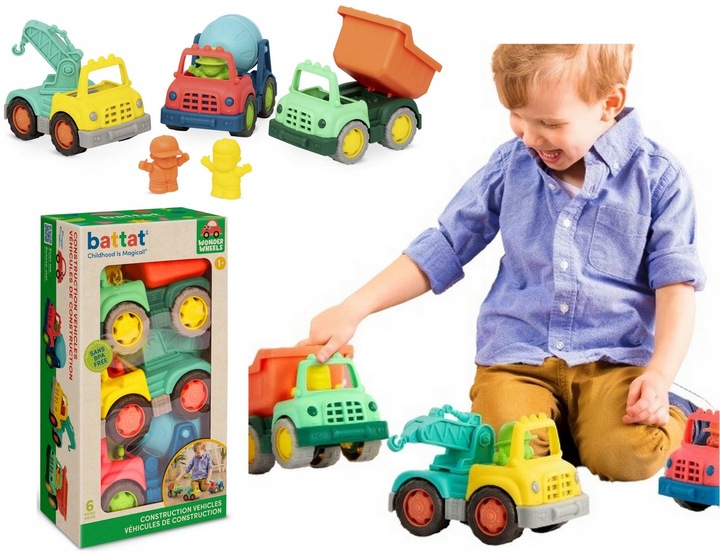 Zestaw 3 Samochodów Budowlanych z Kierowcami B.Toys BT1062Z