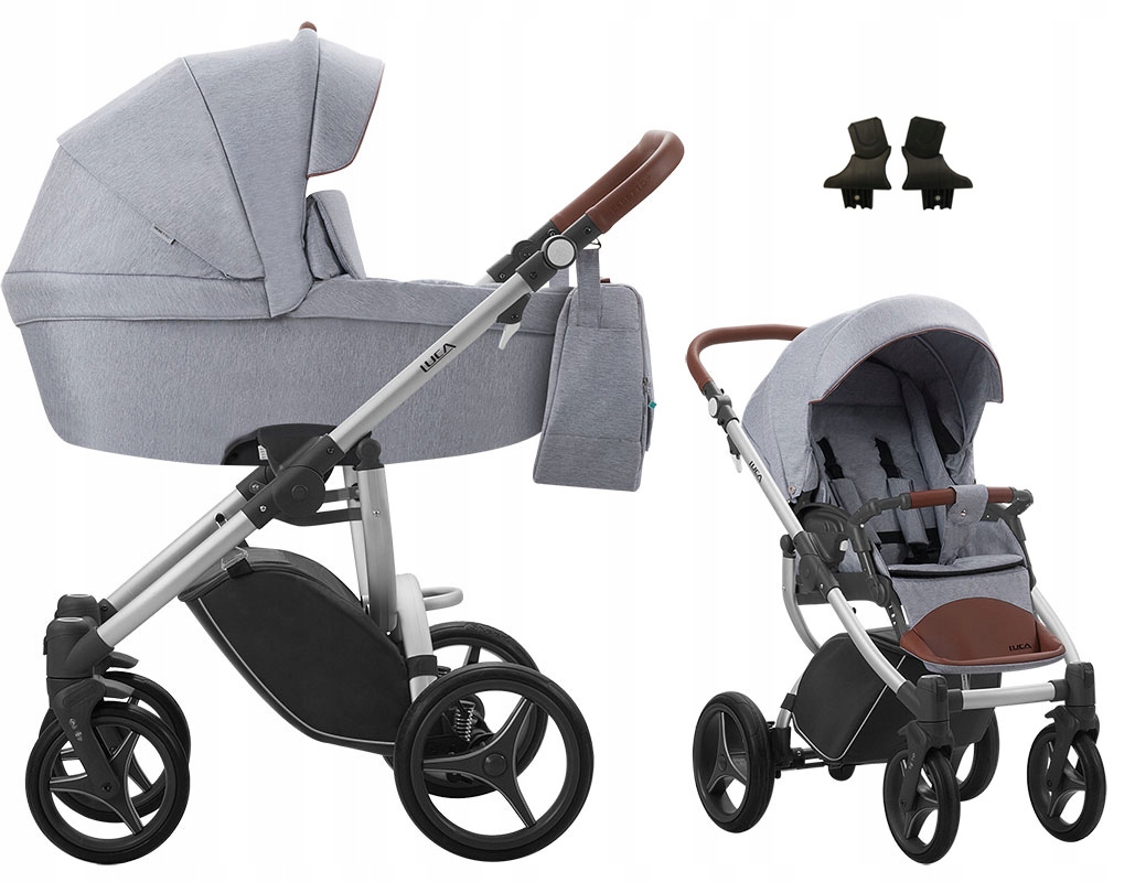 WÓZEK BEBETTO LUCA 2W1 JAKOŚĆ 12 SZARY ADAPTERY