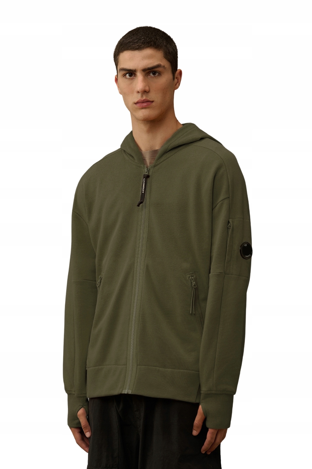 C.p. Company Zelená rozepínací mikina pro muže Hooded Open M