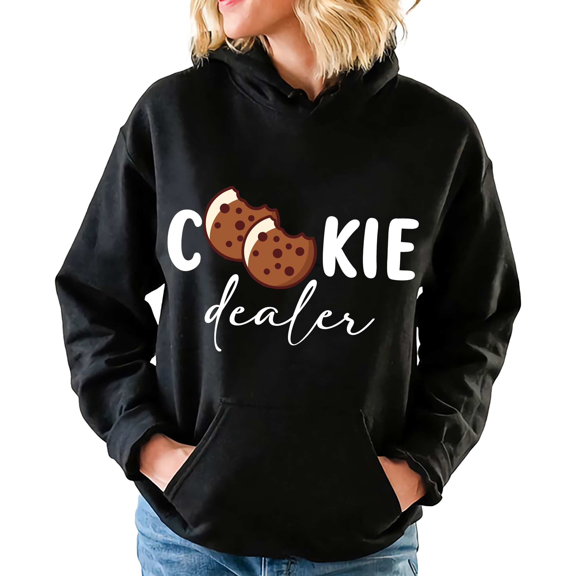 Černá mikina s kapucí Dárek pro ženy Cookie Dealer Velikost M