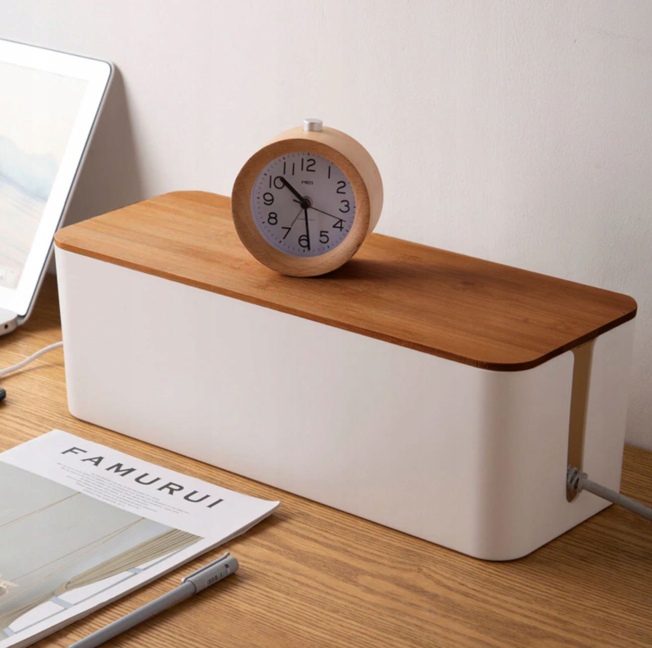 POJEMNIK ORGANIZER NA KABLE LISTWY BOX DREWNO S Kod producenta JB2389-S-WHITE