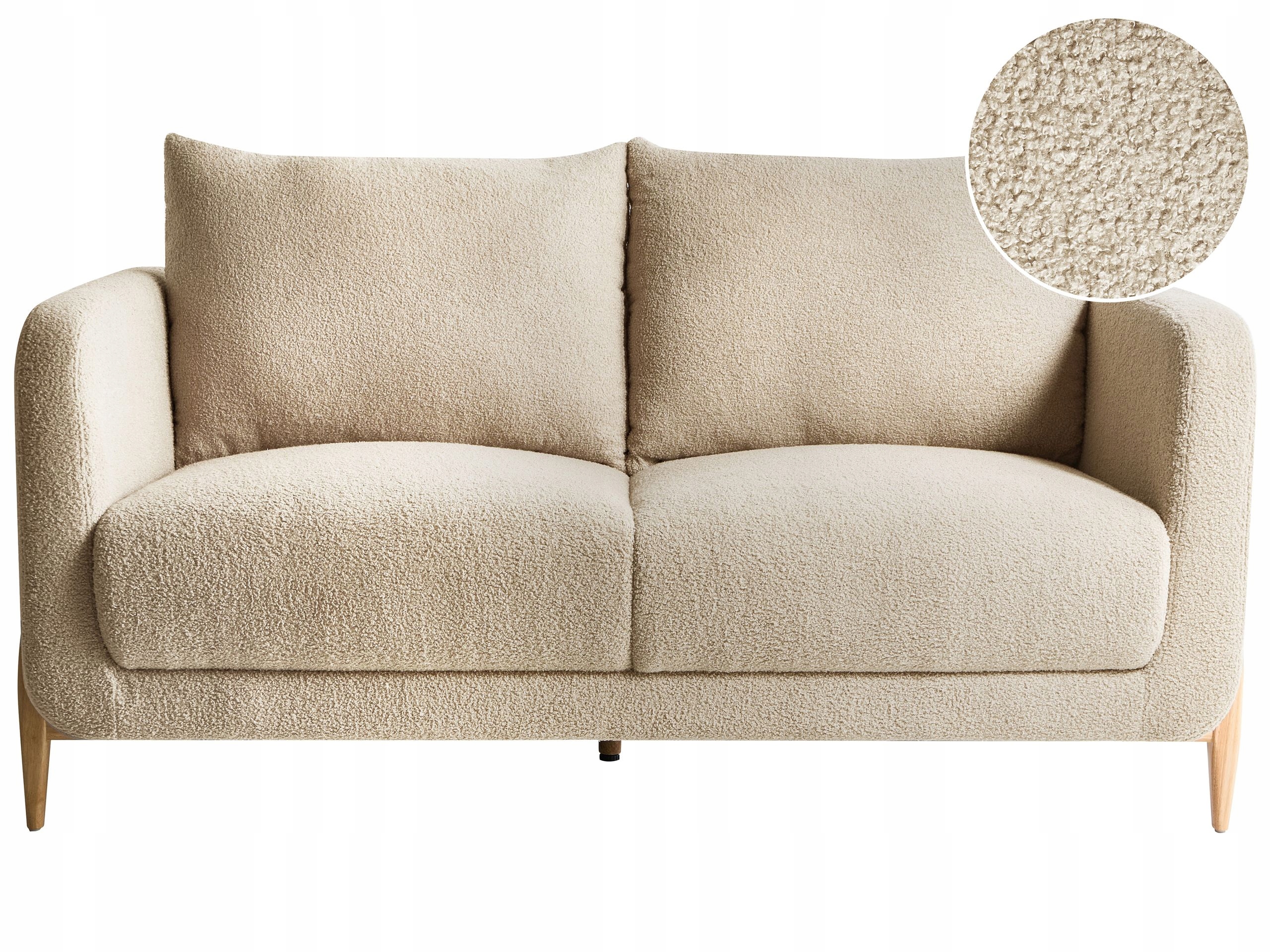 Tapicerowana sofa boucle 2-osobowa beżowa