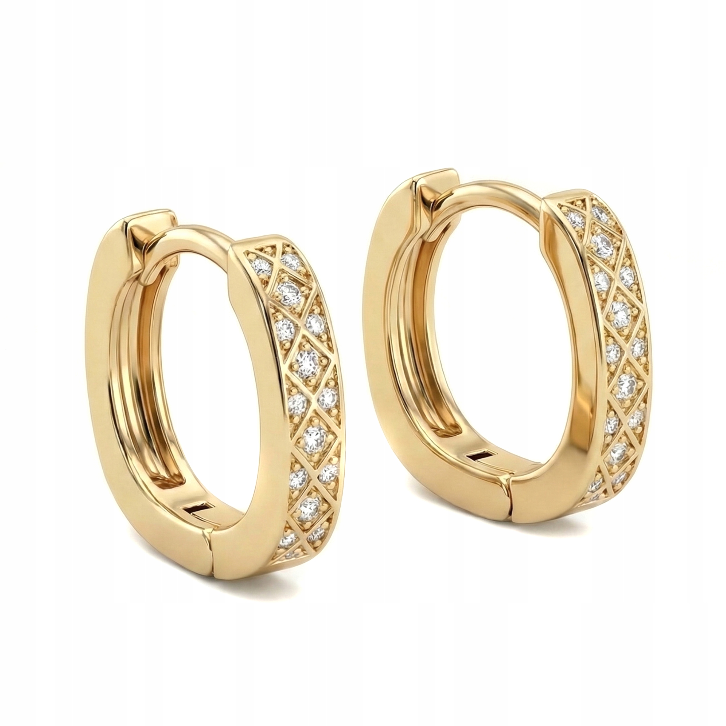 Złote kolczyki 925 Angielskie Zapięcia Geometryczne z Cyrkonie Złocone