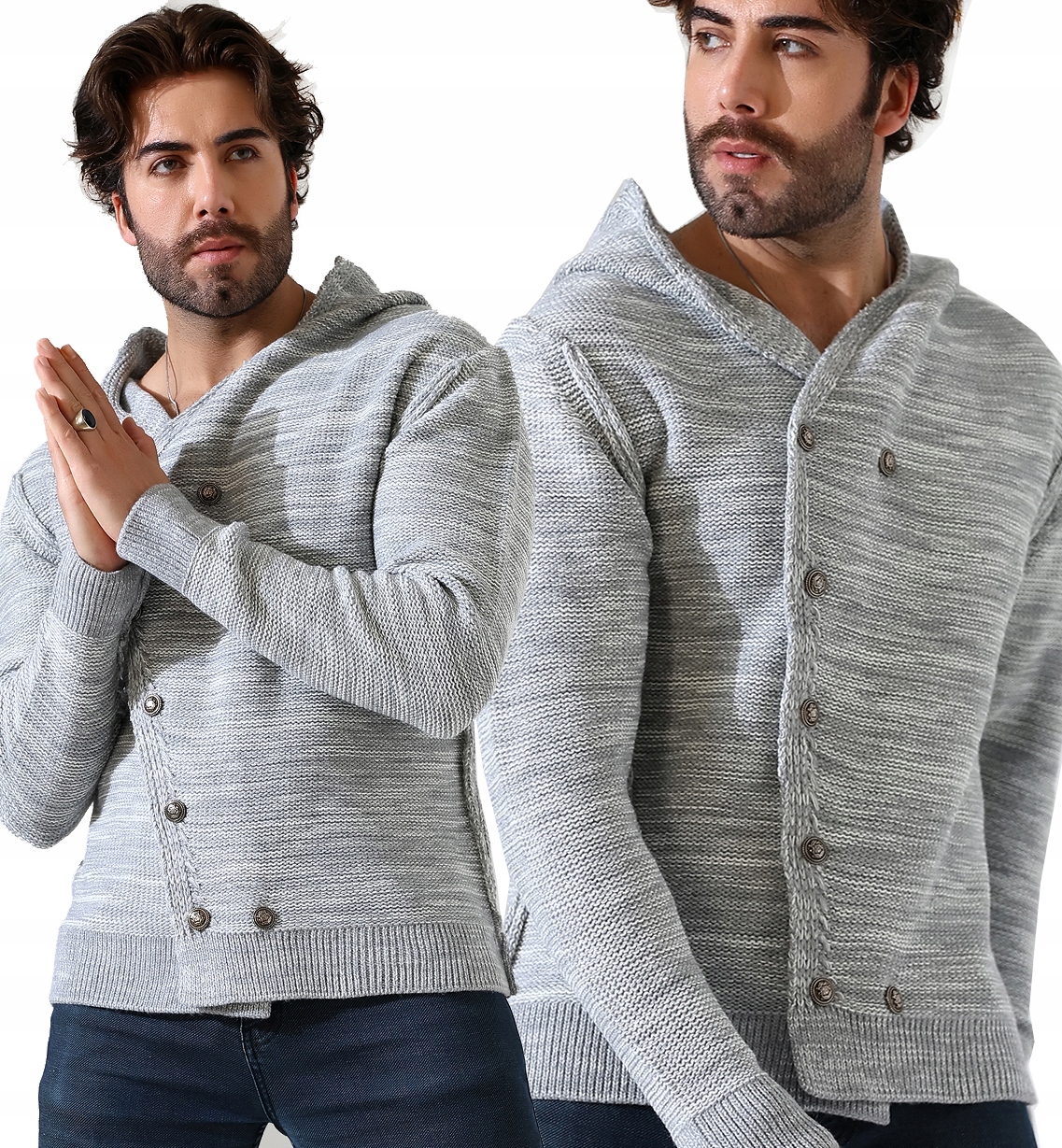 Pánský svetr s kapucí Asymetrický kardigan