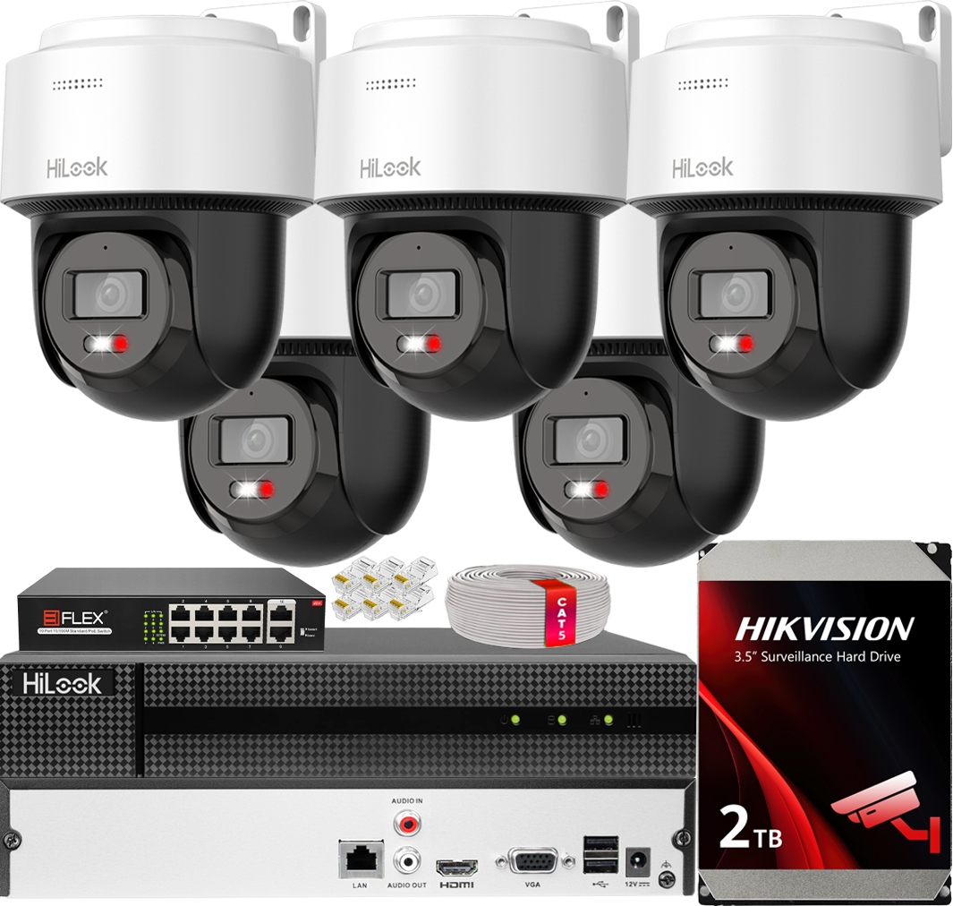 Ip monitorování HiLook by Hikvision 5 otočných kamer 6MPx Externí PoE
