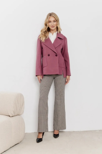 Módní krátký kabát bez pásku jaro-léto Passero Emma Rose Berry 38 SS26