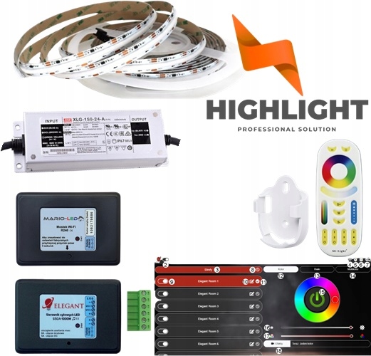 10m Digitálna Sada Cob Rgb Led+router 24V WS2811