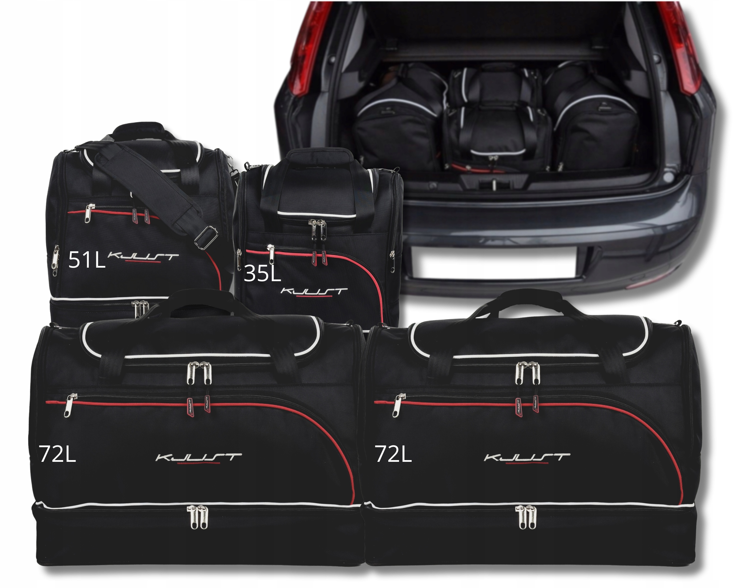 Sada tašiek Komplet Kjust do batožinového priestoru Fiat Punto 2012+ 4 ks