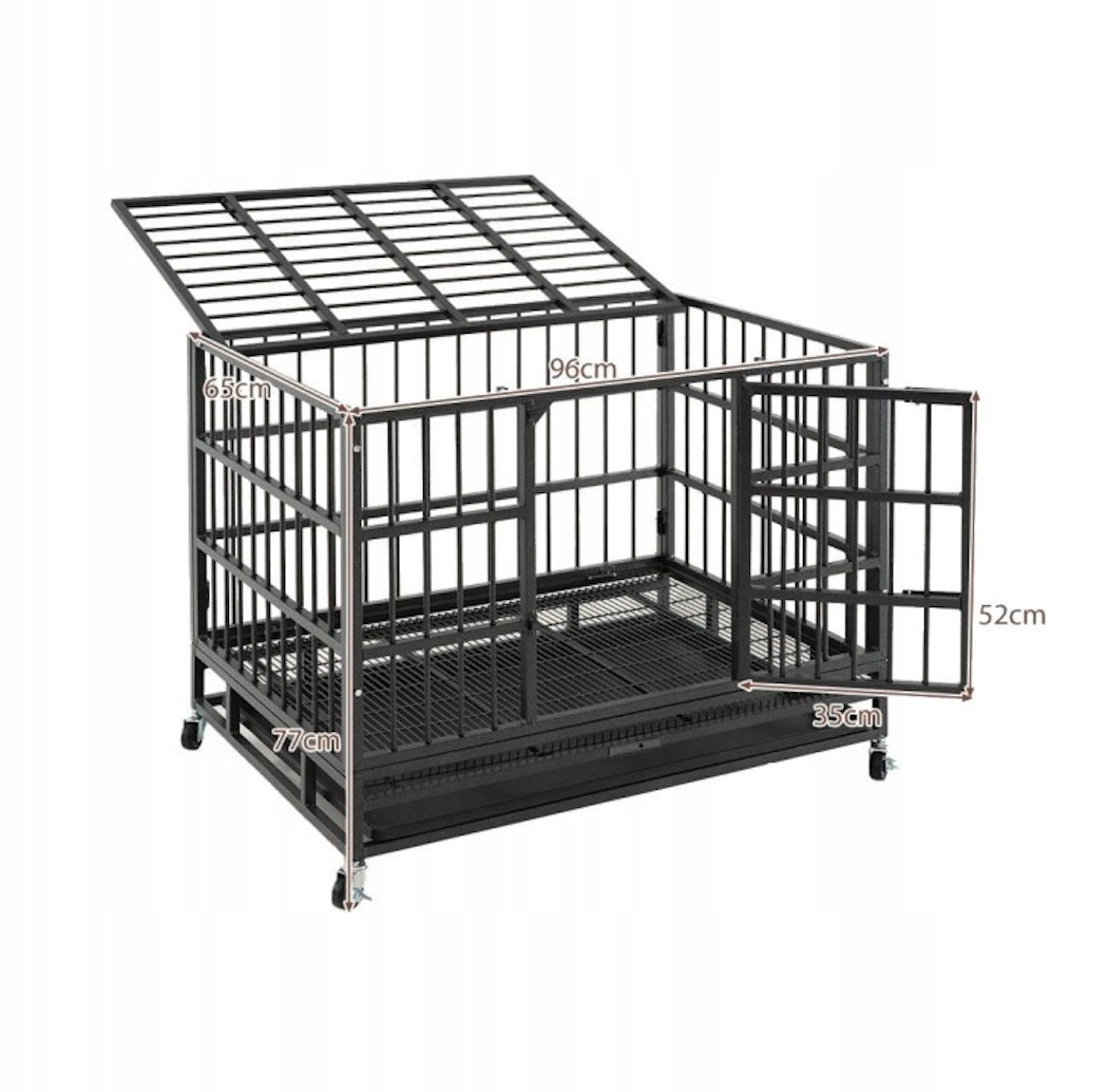 Levně Klec Pro Psa Kovová Skládací 96x65x77 CM Kola Dveří 2