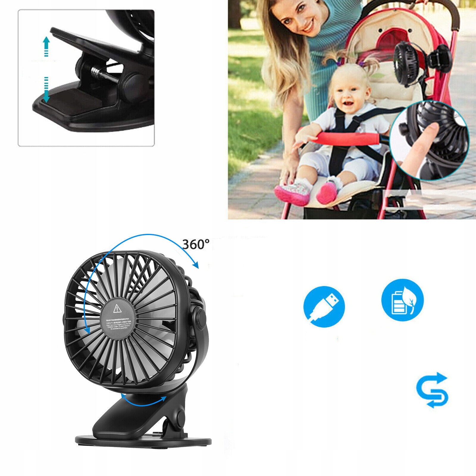 WENTYLATOR WIATRAK BIUROWY STOŁOWY DO BIURA W SYPIALNI 3 PRĘDKOŚCI Z KLIPS Funkcje brak