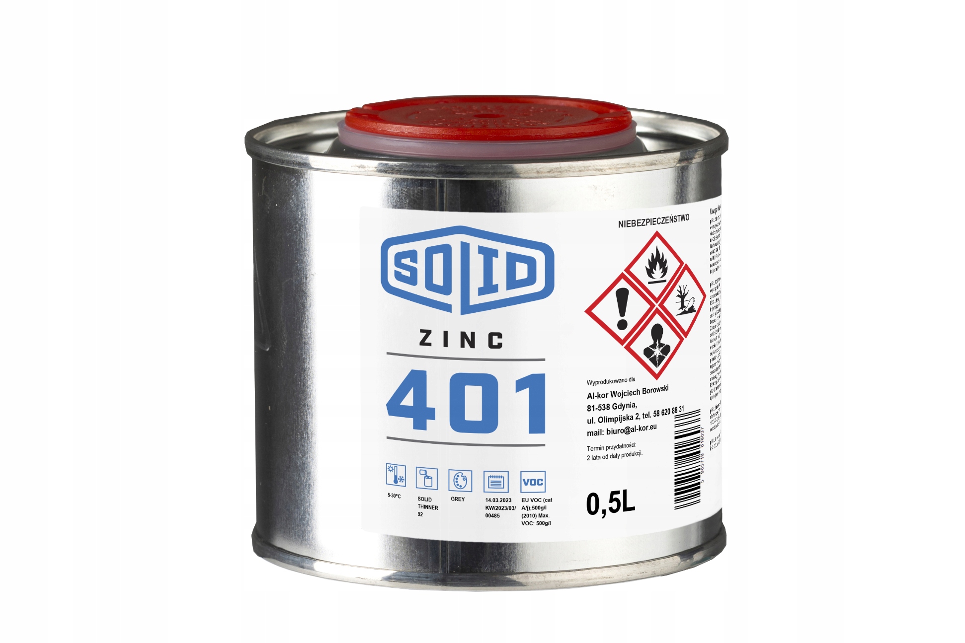 Farba do cynkowania na zimno farba cynkowa Solid Zinc szary metaliczny 0,5L