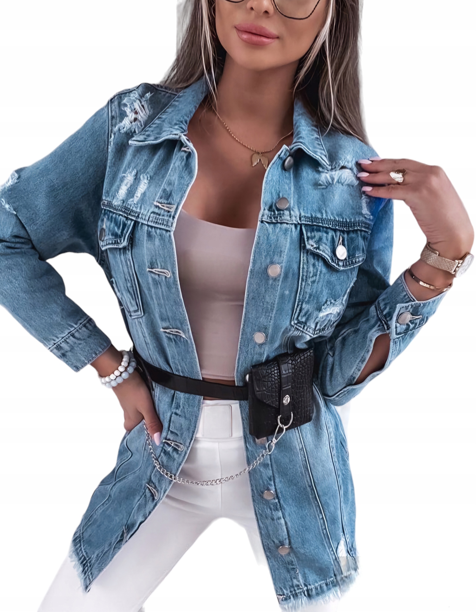 Dlouhá Katana Jensová Bunda S Páskem Na Knoflíky