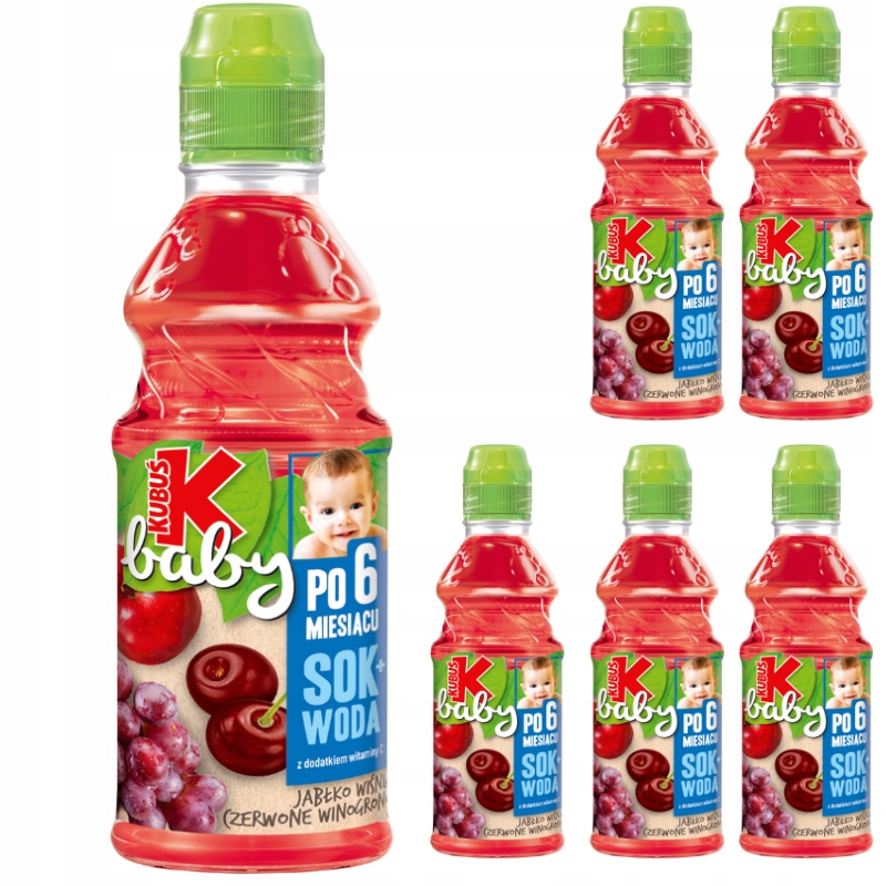 Kubuś Baby SOK + woda Jabłko Wiśnia Czerwone Winogrono 6m+ 300 ml