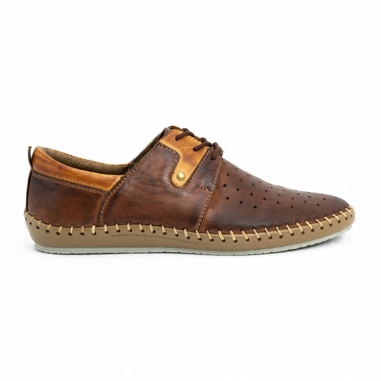 

Buty męskie skórzane na lato 744LMA brązowe 42