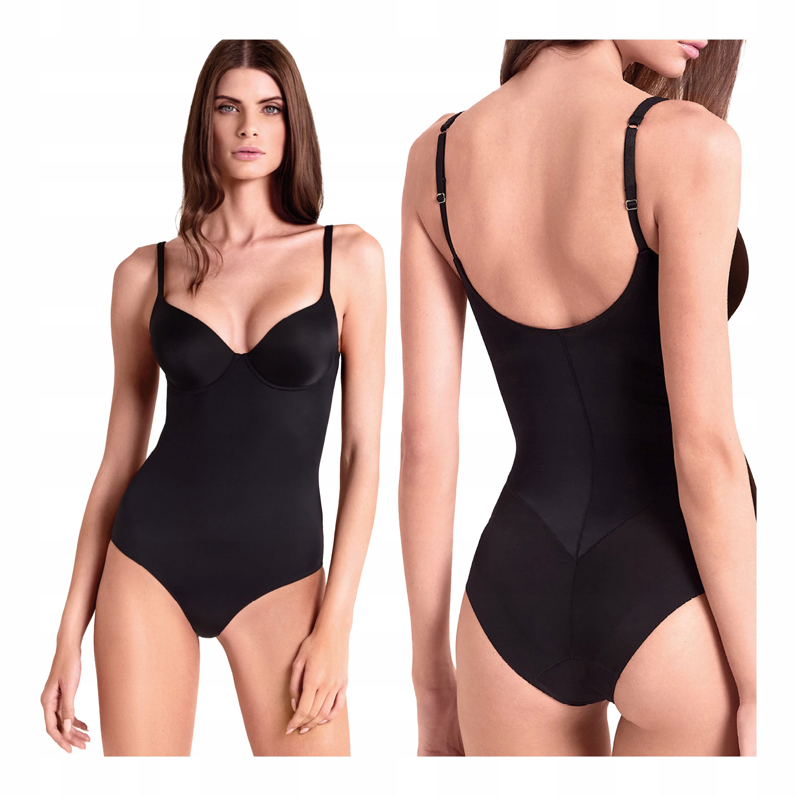 Dámské černé body s kosticemi na ramínkách Lormar 90B