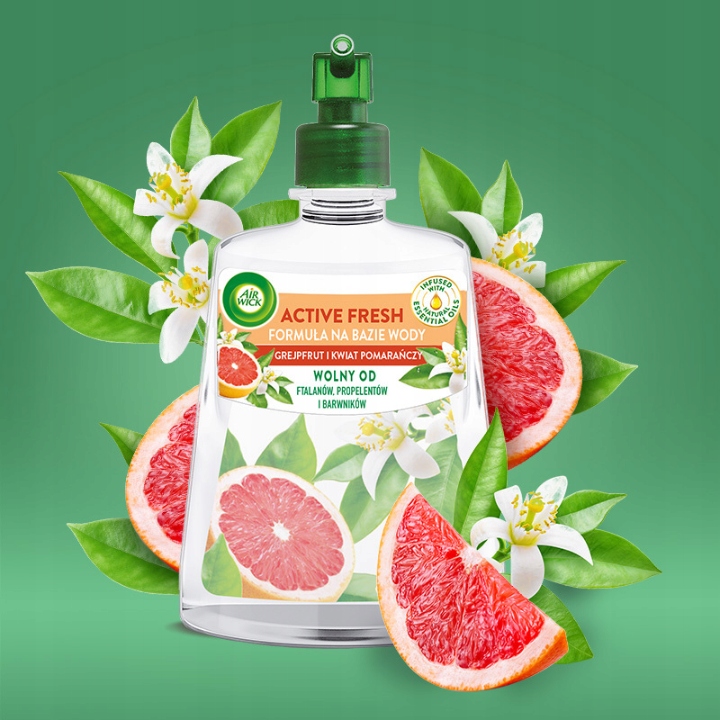 Air Wick Active Fresh Kwiat Bawełny Komplet Zestaw + Mix Wkładów 5 szt. Pojemność 1368 ml