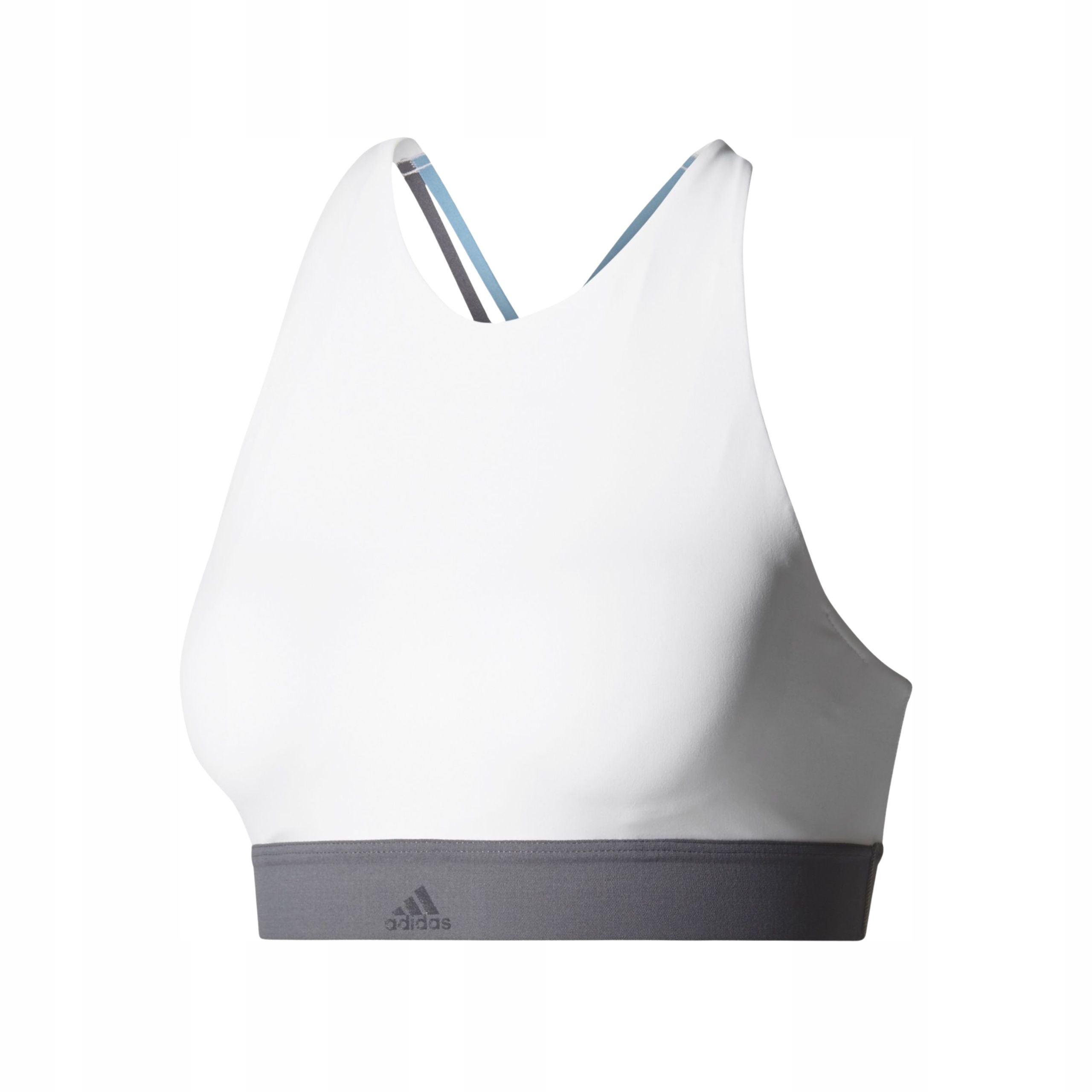 Damski stanik sportowy biało-szary Adidas Halter Bra Scd