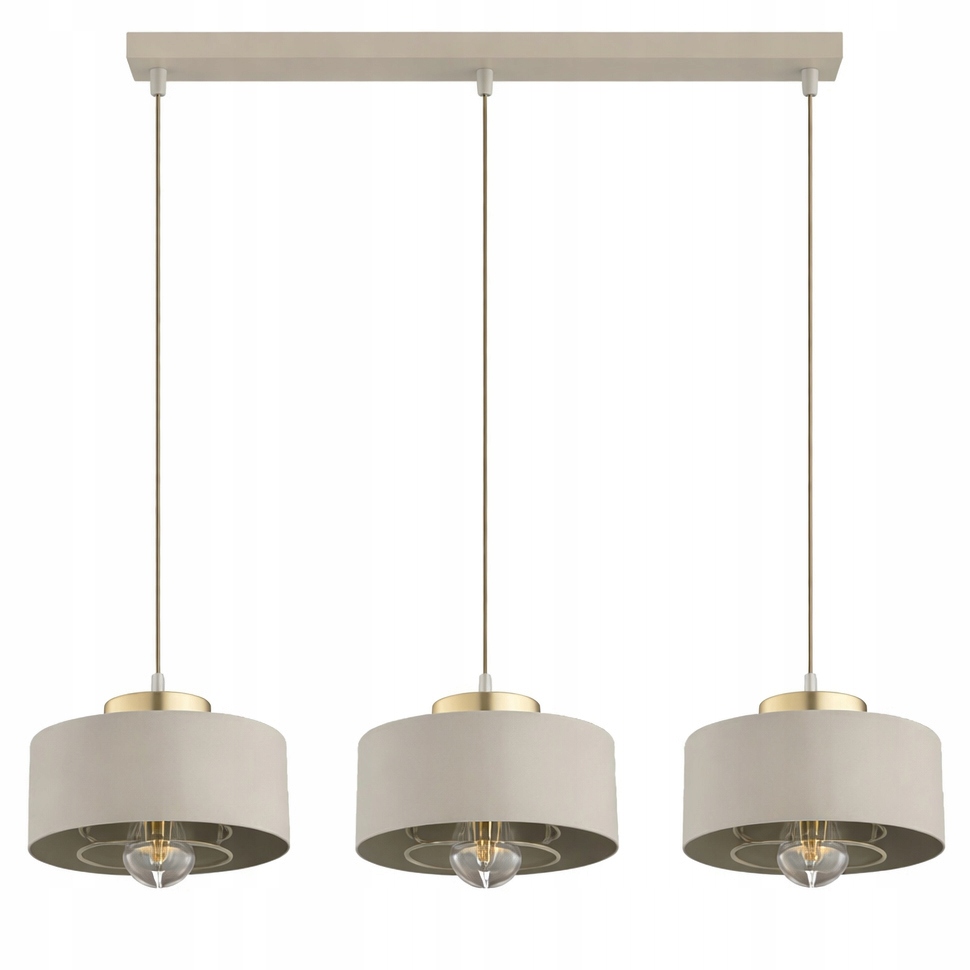 Závěsná stropní lampa Ecru Béžová Kašmír Lustr Zlatá 3x E27 Led