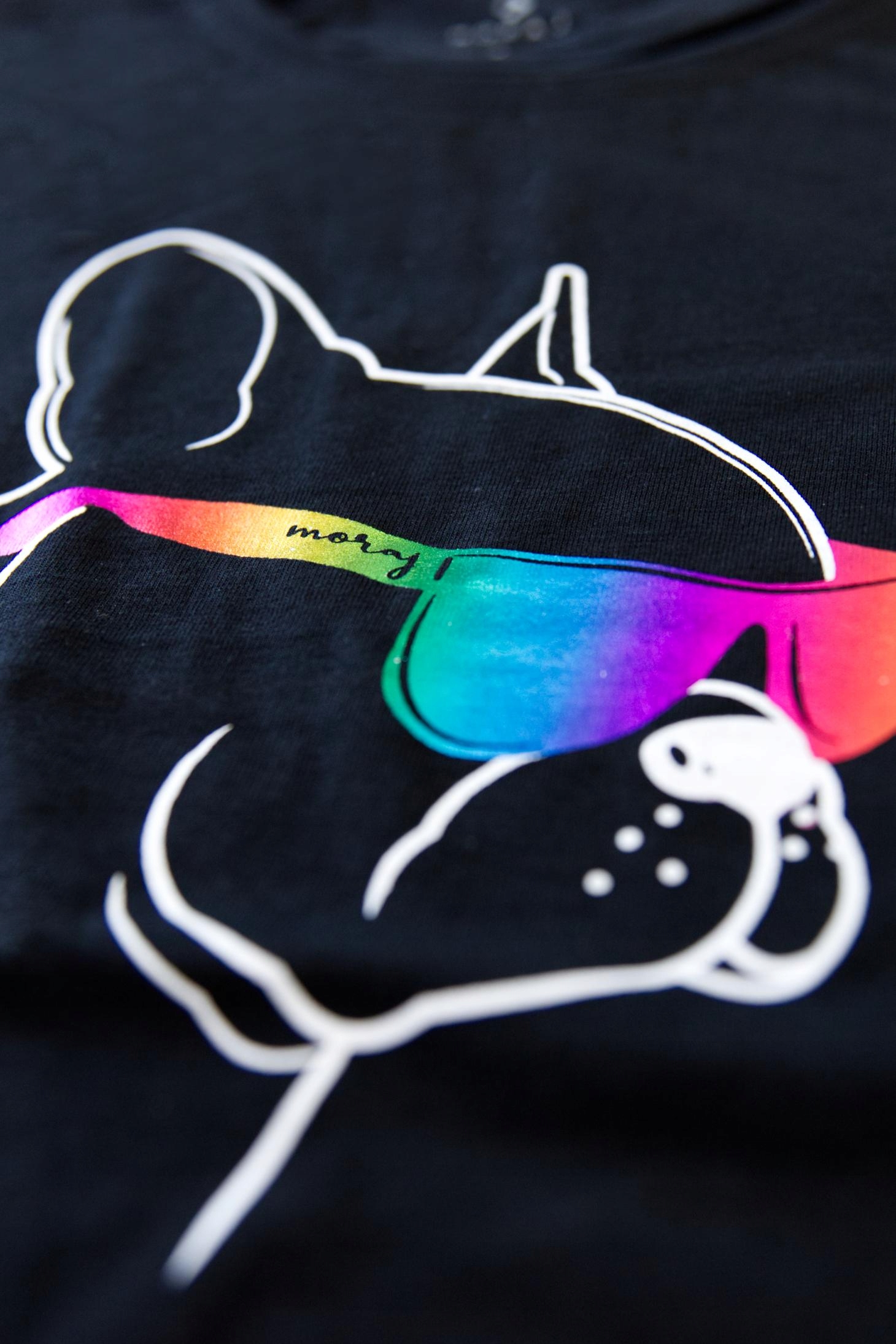 Koszulka T-shirt damski PIESEK czarna oversize XL Kolekcja Casual Line